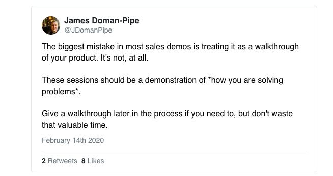 Screen grab of James Doman-Pipe Twitter post