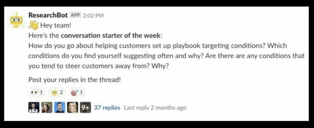 Slackbot addressing customer team