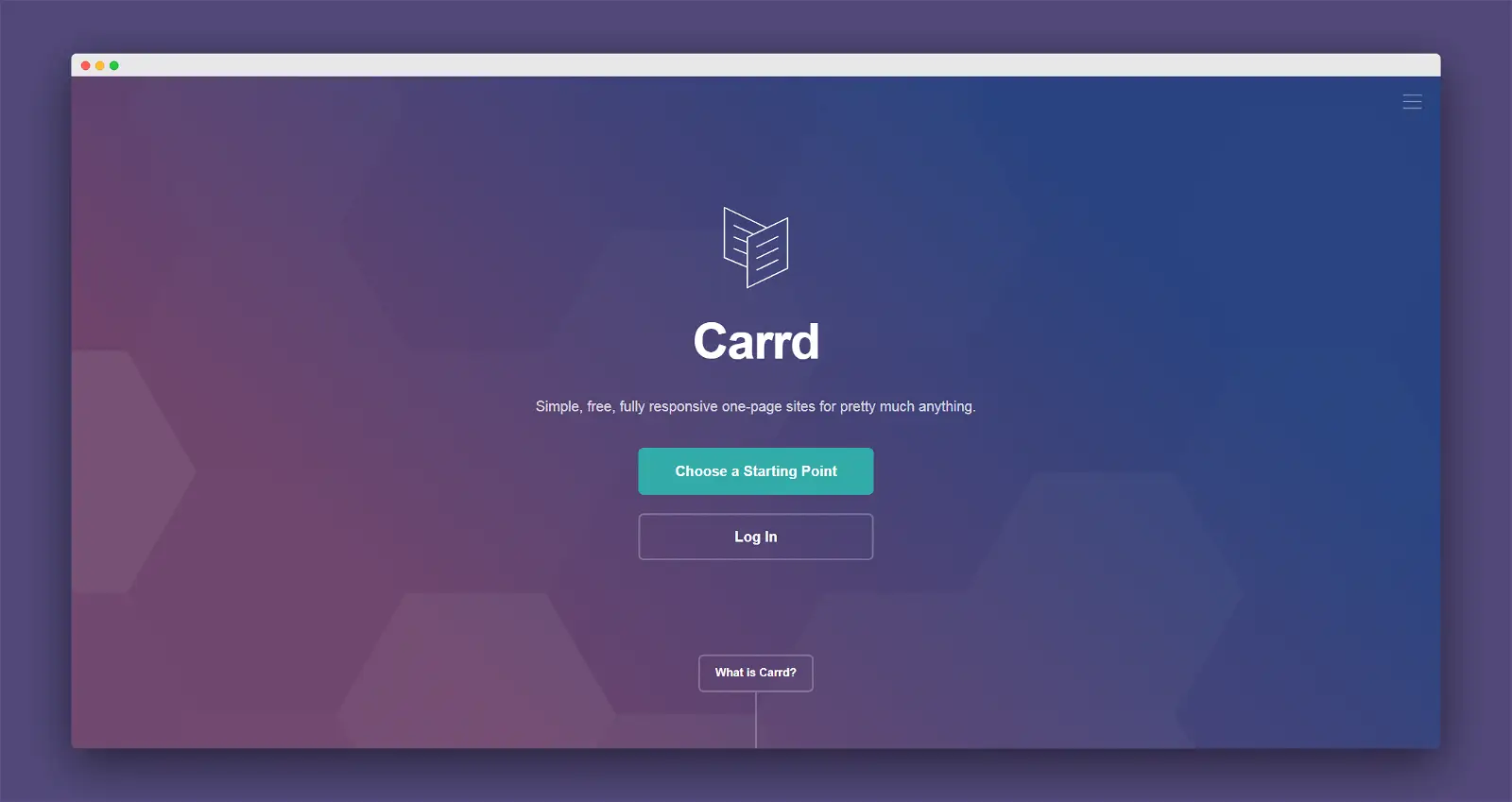 Carrd software landing page